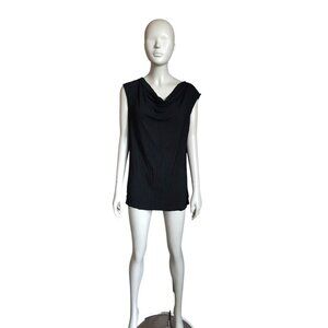 WHBM Black Scoop Neck Short Sleeve Top